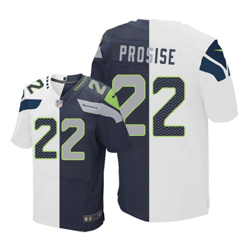 Men's Limited C. J. Prosise Nike Jersey Navy/White - #22 Split Fashion NFL Seattle Seahawks